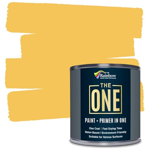 THE ONE All-In-One Paint & Primer - Yellow Satin, 1 L | Multi-Surface 1 Coat Formula | Easy Indoor & Outdoor Decorating for Home & Garden Walls, Floors & Furniture | Durable, Water-Based & Low VOC