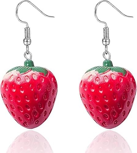Früchte Ohrringe, Sommer Obst Karneval Ohrringe, Kirschohrringe, Süße Mode Obst Ohrringes, Bananen Ohrhänger, Erdbeer Ohrstecker, Erdbeerohrringe, für Karneval, Party, Hochzeit