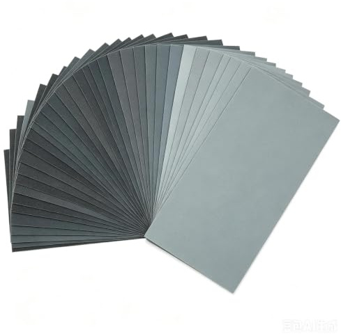 LiangSanXin 42 Stück Schmirgelpapier Metall Schleifpapier Set | Nassschleifpapier, Schmirgelpapier Set, 240-10000 Körnung 23x9,3cm für Holz Metall Auto Glas Stein Wand Feinschliff