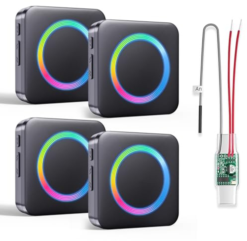 Funksignal Weiterleitung Türklingel für Gegensprechanlage Klingelanlagen | Funk Klingel Erweiterung Set RGB Licht, 0-110dB & 58 Melodie Empfänger mit 3-24V Funkkonverter
