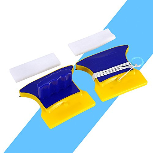 Fdit Nettoyant pour Vitres Magnétique, Aimants Puissants Double Face pour un Nettoyage Facile, avec 2 Tampons de Nettoyage Supplémentaires, pour Fenêtres, Aquariums, Miroirs et