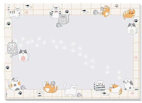 SIGEL Malblock Kinder DIN A3 Katzen Papier-Schreibtischunterlage | HO930, 30 Blatt mit Katzenmotiven für kreativen Malspaß