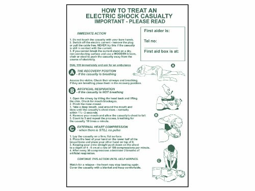 Scan SCA4240 Self adhesive PVC sign - How to treat an electric shock casualty - 400 x 600mm