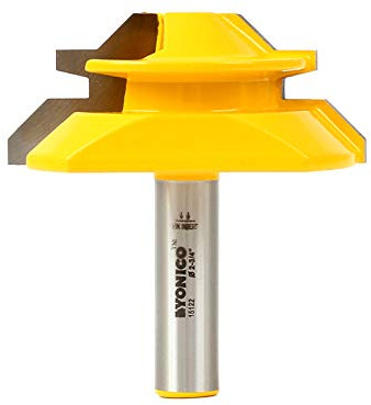 Yonico 15122 45 Degree - Up to 1-Inch Stock Lock Miter Router Bit 1/2-Inch Shank