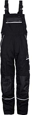 TMG® | Lange Arbeitslatzhose Herren, Schwarze Latzhose mit Kniepolstertaschen aus Cordura, viel Stauraum, robust | 26
