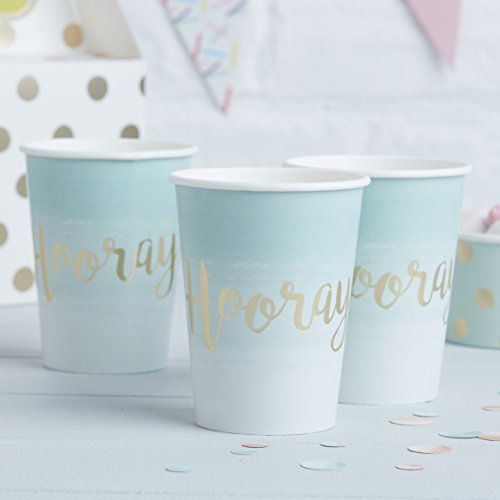 Ginger Ray- Party Paper Cups 8 Pack Vasos de Papel - Verde menta Ombre, Color (PM-225) , color/modelo surtido