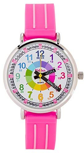 Kiddus Lern Armbanduhr für Kinder, Jungen und Mädchen. Analoge Armbanduhr mit Übungen zum Erlernen der Uhrzeit. Entworfen in Barcelona