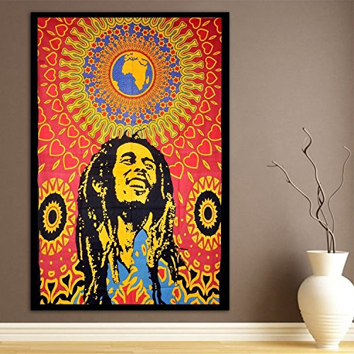 WORLD WIDE KART Bob Marley One World Poster, psychedelisch, indisch, , Bohemian, mehrfarbig, Wandbehang, ethnisch, dekorativer Wandteppich, Heim-Dekoration, 76,2 x 101,6 cm
