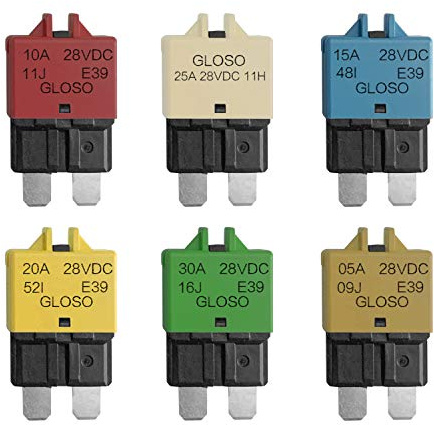 RKURCK 12V-28V 5A 10A 15A 20A 25A 30A Manual Reset Low Profile ATC Circuit Breaker 6 Pcs Mixed