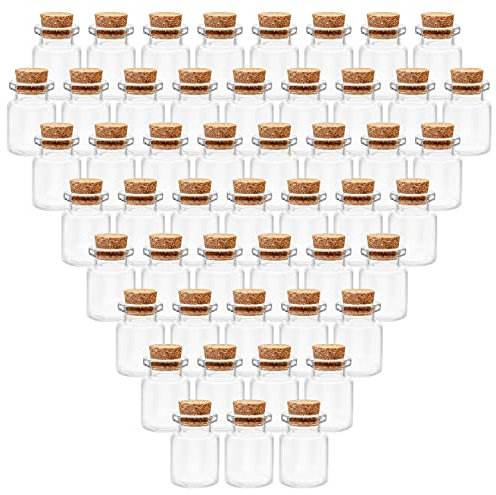 BELLE VOUS Pot avec Bouchon Liege en Verre (Lot de 100) - 5 ml - Mini Pot Conservation Rond, Hermétique pour Mariage, Fête, Épices de Cuisine et Confitures