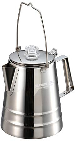 Captain Stag UW-3531 Coffee Pot, Percolator, 12 Cups, Suitable Capacity 0.6 gal (1.8 L), 18-8 Stainless Steel, Silver
