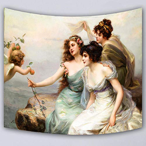 Wandteppiche Wandbehang Tapisserie, Engel Und Schönheit Gobelin Wandbehang, Vintage Klassischen Europäischen Malerei Drucken Kunst Zimmer Dekor Für Schlafzimmer Wohnzimmer