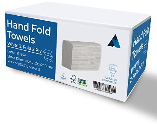 Z-Falz-Handtücher, Weiß, 3000 Blatt – 2-lagige Multifold Papierhandtücher, extra stark und super saugfähig