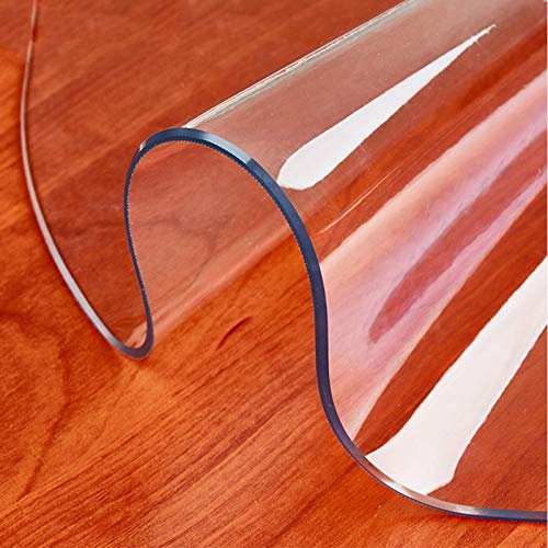 Film De Protection pour Table Ronde Verre Doux Transparent Bureau De Protection1.5mm Film Hydrofuge Cristal Set DeTableTapis De Table Rond en Verre pour Meuble Surface Bureaus (D:130cm)