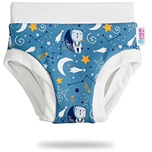 Petit Lulu Potty Training Überhose Größe L (14,5-19 kg) Fluffy Organic Baby Trainerhöschen Waschbar & Wiederverwendbar Trainer Stoffwindeln Hergestellt in EU (Bären auf dem Mond)