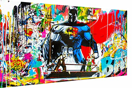 Magic Canvas Art Pop Art Batman Hero Held Leinwandbild 1- teilig Hochwertiger Kunstdruck Wandbilder – B8172, Größe: 80 x 60 cm