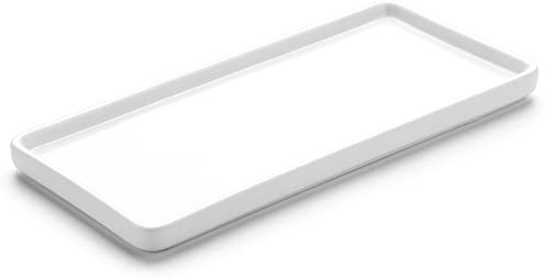 Gurygo Bandeja Rectangular de cerámica de 10 Pulgadas, Bandeja de tocador de Porcelana para Almacenamiento de Joyas, Organizador de bañera, Bandeja de jabón para Fregadero de Cocina, Color Blanco