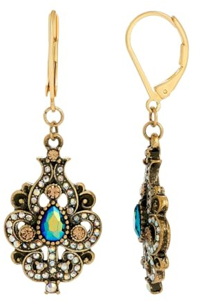 1928 Jewelry Art Nouveau Peacock Plumage Drop Earrings for Women
