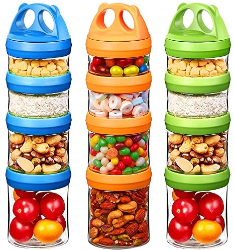 SELEWARE Tritan Frischhaltedosen Snack Aufbewahrungsbox Snackdosen Turm Tragbare Snacks Lebensmittel Snack Aufbewahrung Lebensmittel Snack Aufbewahrung Kinder Schule Reise