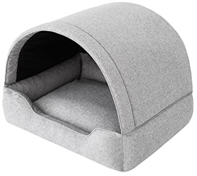 Hundebett, Stoffhundehaus, Katzenhöhle, Hundehütte, Hundekorb, Hundeliege, Schlafplätze, Möbel für Tiere, Hundesofa, Asche, XL: 82x58 cm