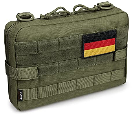 WYNEX Taktische Molle Admin-Tasche, Upgrade-Material halbverdeckter Reißverschluss und 1000D strapazierfähiges Nylon EDC Utility Pouches Tools Tasche EMT Utility Kartentasche IFAK Pack Armeegrün