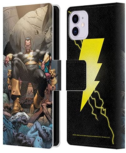 Head Case Designs Licenciado Oficialmente Justice League DC Comics Black Adam Classic Costume Shazam Carcasa de Cuero Tipo Libro Compatible con Apple iPhone 11