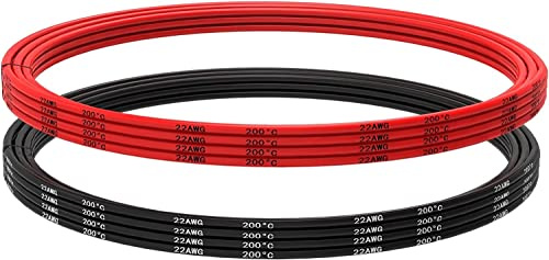 YUNIQUE GREEN-CLEAN-POWER - Cavo Silicone 22 AWG 2.5 Metri Nero e 2.5 Metri Rosso | Flessibile, Resistente alle Alte Temperature | Ideale per Progetti Elettronici, Connettore Cavi Silicone