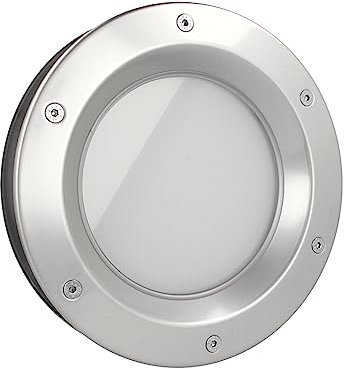 MLS Hublot B6000, Pour Portes, en Acier Inoxydable, Verre de Sécurité Feuilleté, Convient Aux Portes de 40 mm D'épaisseur, Vis de Fixation Visibles des Deux Côtés, 400 mm de Diamètre, Verre Dépoli