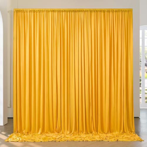 NSSONBEN 10x8 ft Wrinkle Free Mustard Yellow Backdrop Curtains for Parties, Thick Polyester Yellow Photo Backdrop Drapes for Weddings Birthday Party Photography Background
