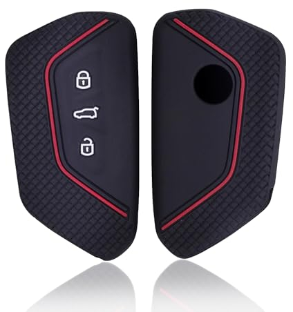 HooRLZ Vw Schlüsselhülle, Silikon autoschlüssel hülle Vw für Skoda Octavia Golf 8 7 5 MK 4 Tarraco Ateca Cupra Ibiza Seat Leon Schlüsselhülle, Golf 8 Schlüsselhülle, Cupra Schlüsselcover-Rot Linie