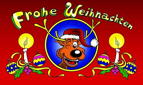 Flagge Weihnachten Frohe Weihnachten Rentier Rentierkopf Fahne 90x150 cm