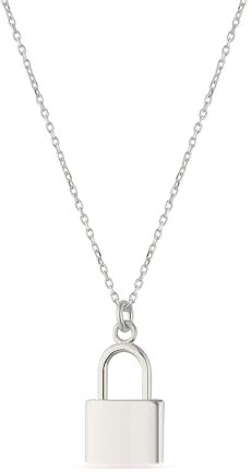 Einzelstück® Halskette mit Schloss Anhänger 925 Silber I personalisierbar mit Gravur I 925 Sterling Silber I Damenkette I Silberkette Collier Love Lock (Silber)