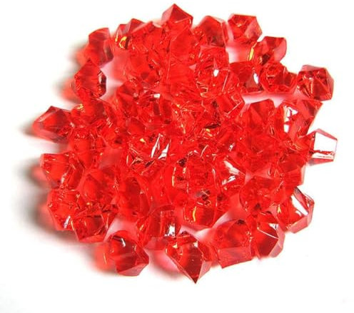50 bunte Vasenfüller Kieselsteine für Aquarien, Acryl-Steine, Kristall-Eiswürfel, Aquarium-Landschaft, künstliche Steine (rot)