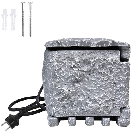 JOIEYOU Gartensteckdose 4 Fach Außensteckdose Wasserdicht Stein Bodensteckdose mit 1.5 m Kabel Aussensteckdose für Küche Garage Garten Aussen