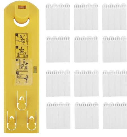 PZJFH Picture Hanging Kit, 24-Pairs(48 Strips) Picture Hanging Strips, Hanging Tool Picture Level Ruler, No Nails Picture Hanging Strips for Frame Hanging