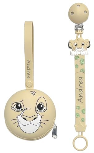 NOVITÁ Fettuccia IN SILICONE, per ciuccio personalizzata con nome, leone, BABYJART, lavabile,sicura per il bambino,compatibile con ciuccio MAM e CHICCO AZIENDA ITALIANA, MADE IN ITALY!