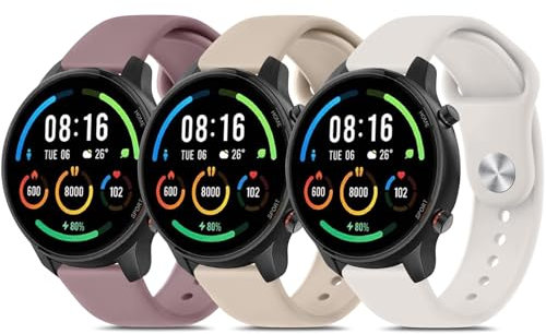Vancle 3 Piezas Correa de 22mm para Xiaomi Mi Watch Color Sport/S1/S1 Active/S3/2/2 Pro - Pulseras Deportivas de Silicone