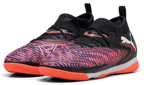 PUMA Future 8 Match IT + MID JR Soccer Shoe, Black White-Glowing RED, 1.5 UK