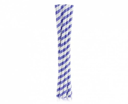 Lot de 10 pailles en papier rayées Violet 25 cm