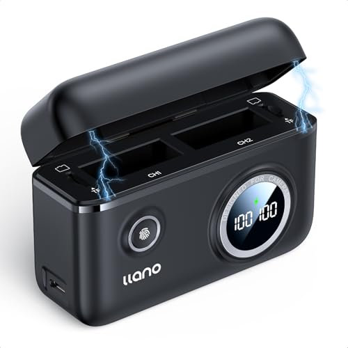 llano Hero 12 Hero 11/10/9 Black Dual Caricatore Veloce per GoPro HERO12/HERO11/HERO10/HERO9, Caricatore Intelligente Digitale