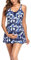Tankini Maillots de Bain Maternité Shorty Taille Haute Maillot de Bain Enceinte Floral Tropical col en V été Ensemble Maillots de Bain Deux Pièces Grande Taille Plage Natation (Bleu-1, XL)