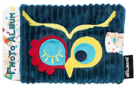 Les Déglingos - Fotoalbum für Babys, Astros die Eule – 10 Hüllen 10 x 15 cm – ideal für Krippe – Kindergarten – recycelte Füllung – Blau