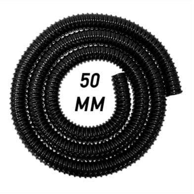 1 Meter Flexible 2 Pond Pumps Hose - 50mm Black Smooth Bore Hose - Corrugated Filter/Drainage Pipe with Double Wire Hose Clamp Set
