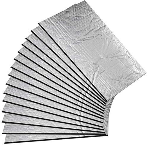 Pannello isolante in alluminio butilico da 5 mm, 0,68 m², 250 x 180 mm, 15 isolanti per auto, isolamento acustico e antivibrazione