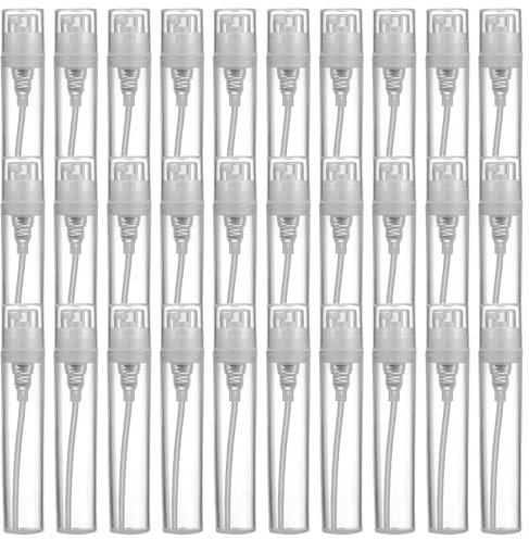 Luabue 50 Piezas Botella de Spray Mini Botellas de Pulverización de 5ml Transparentes Perfume Bote de Spray Plástico Botella Atomizador para Viaje Loción Perfume Aceites Esenciales