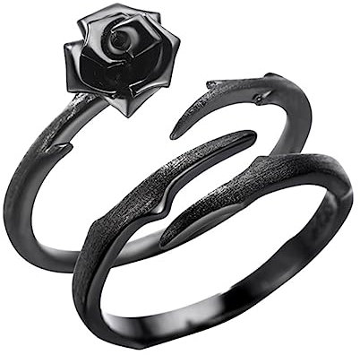 GALPADA Anelli Aperti Coppia in Argento Sterling S925 Rosa Spinata, Fedi Nuziali Decorativi Per Dita, Design Delicato Versatile, Regalo Per Amanti a Distanza e Occasioni Speciali