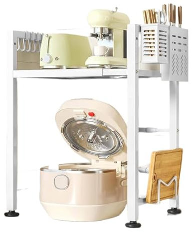 Estante para horno microondas Encimera de estante de acero al carbono sobre microondas con soporte for palillos y soporte for panel