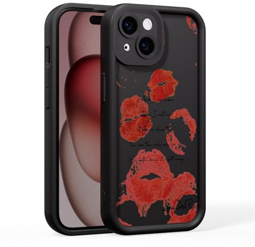 AKABEILA TPU Handyhülle Kompatibel mit iPhone 13 6.1 Zoll Weiche Liquid TPU Schutzhülle Hülle mit Rote Lippen Muster