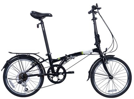 Dahon Dream D6 Klappfahrrad Erwachsene 20 Zoll, Klapprad 6 Gang schaltung, Klapprad Erwachsene V-Bremsen Faltbares Folding Bike für Pendler Schwarz