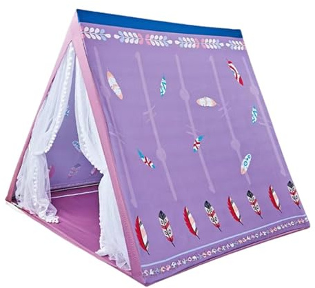 F Fityle Spielzelt für Kinder, Tipi-Spielhaus, einfach aufzubauendes indisches Spielhaus, großes Indoor-Spielhaus, für Picknicks, Kinder, Kinderpartys, Lila